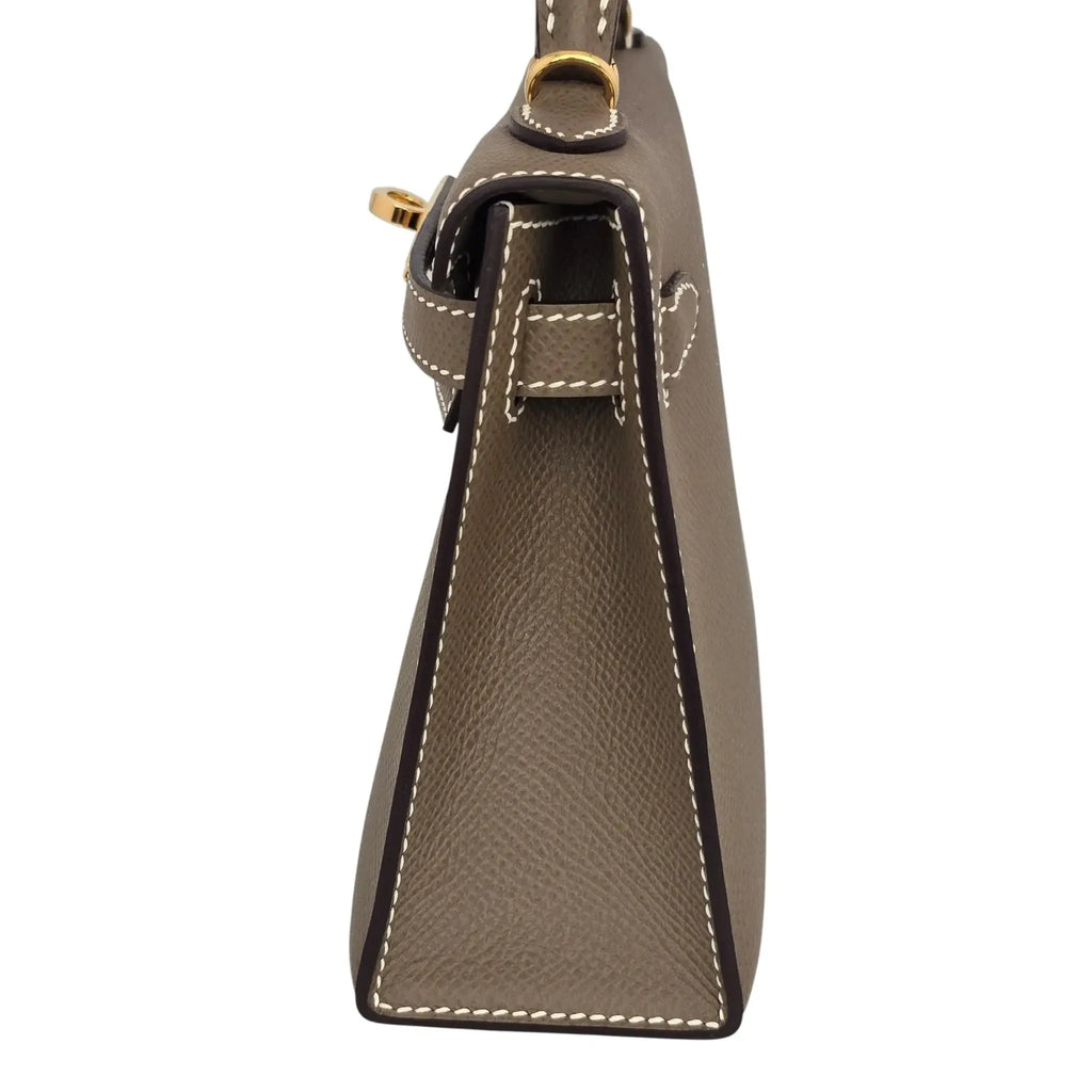 Hermes Mini Kelly II Epsom Etoupe Gold Hardware Bag HERMES