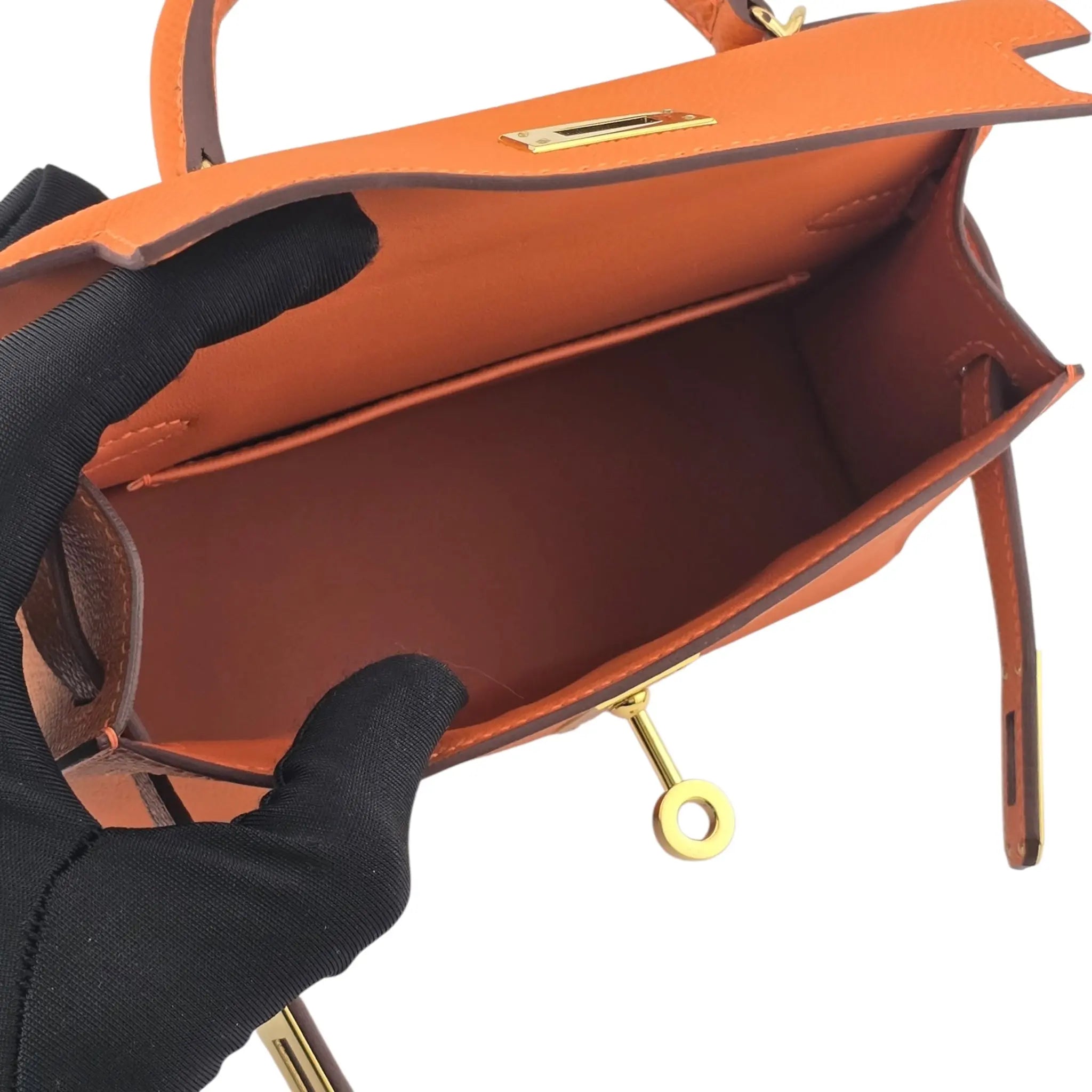 Hermes Mini Kelly II Epsom Orange Gold Hardware Bag HERMES