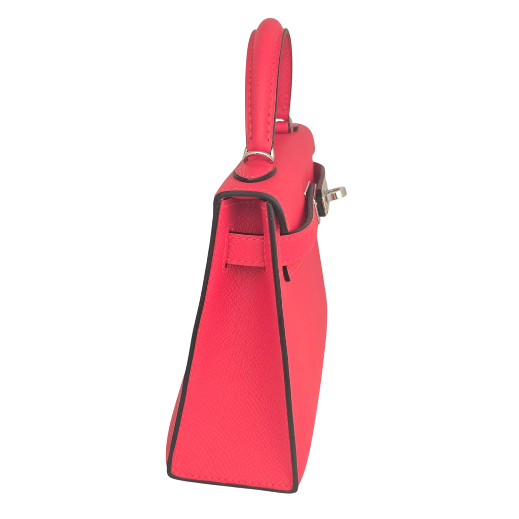 Hermes Mini Kelly II Epsom Rose Extreme Palladium