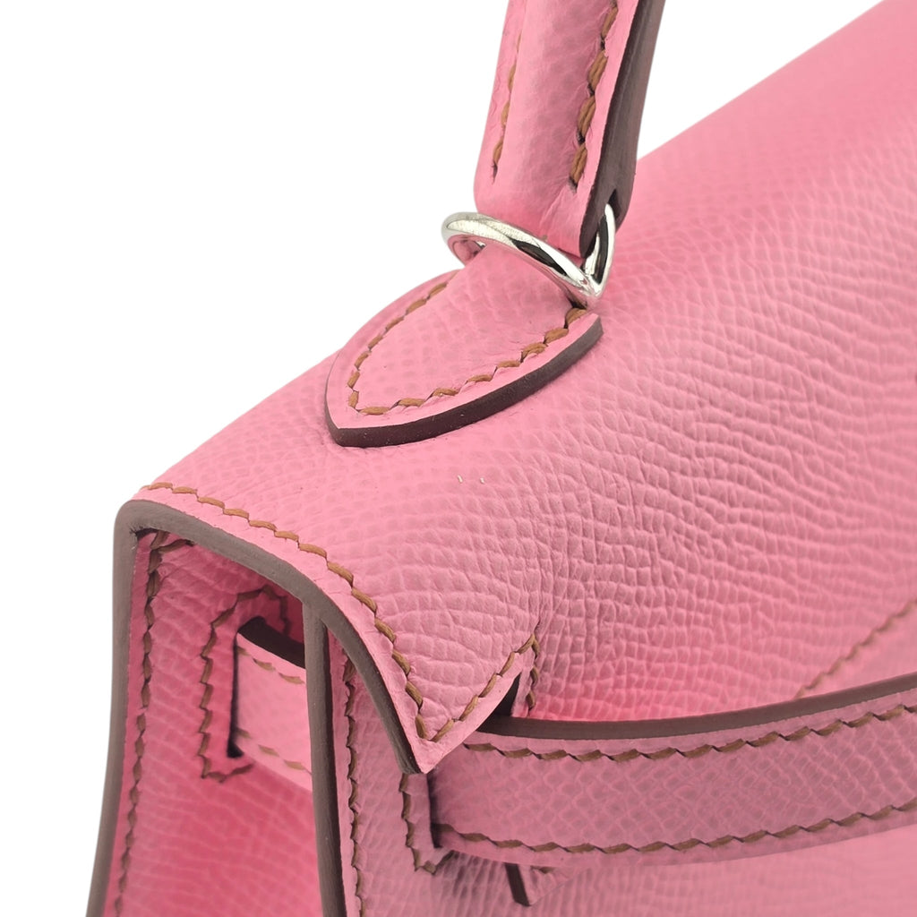 Hermes Mini Kelly II Epsom 5P Bubblegum Pink Palladium Hardware