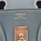 Hermes Birkin 25 Bleu Jean Epsom PHW Bag HERMES