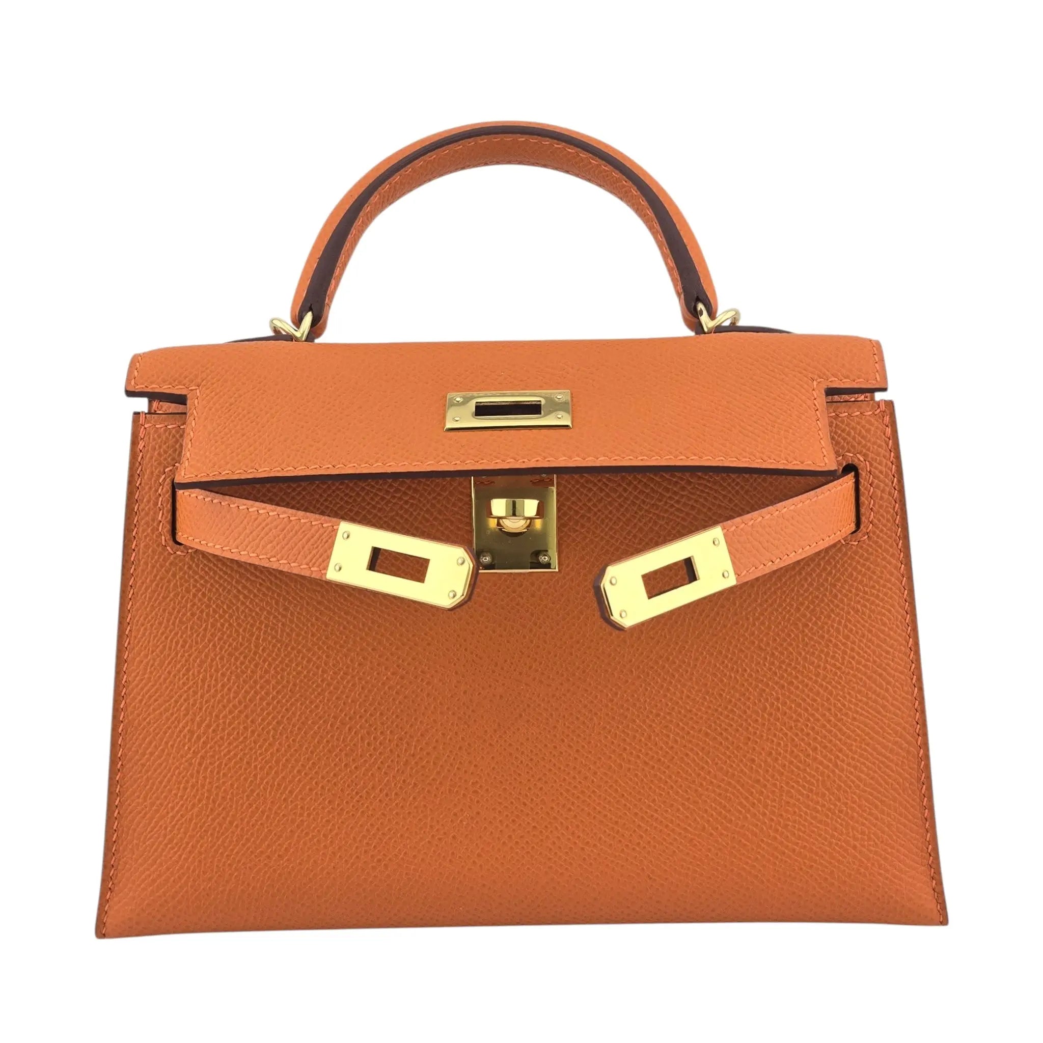 Hermes Mini Kelly II Epsom Orange Gold Hardware Bag HERMES