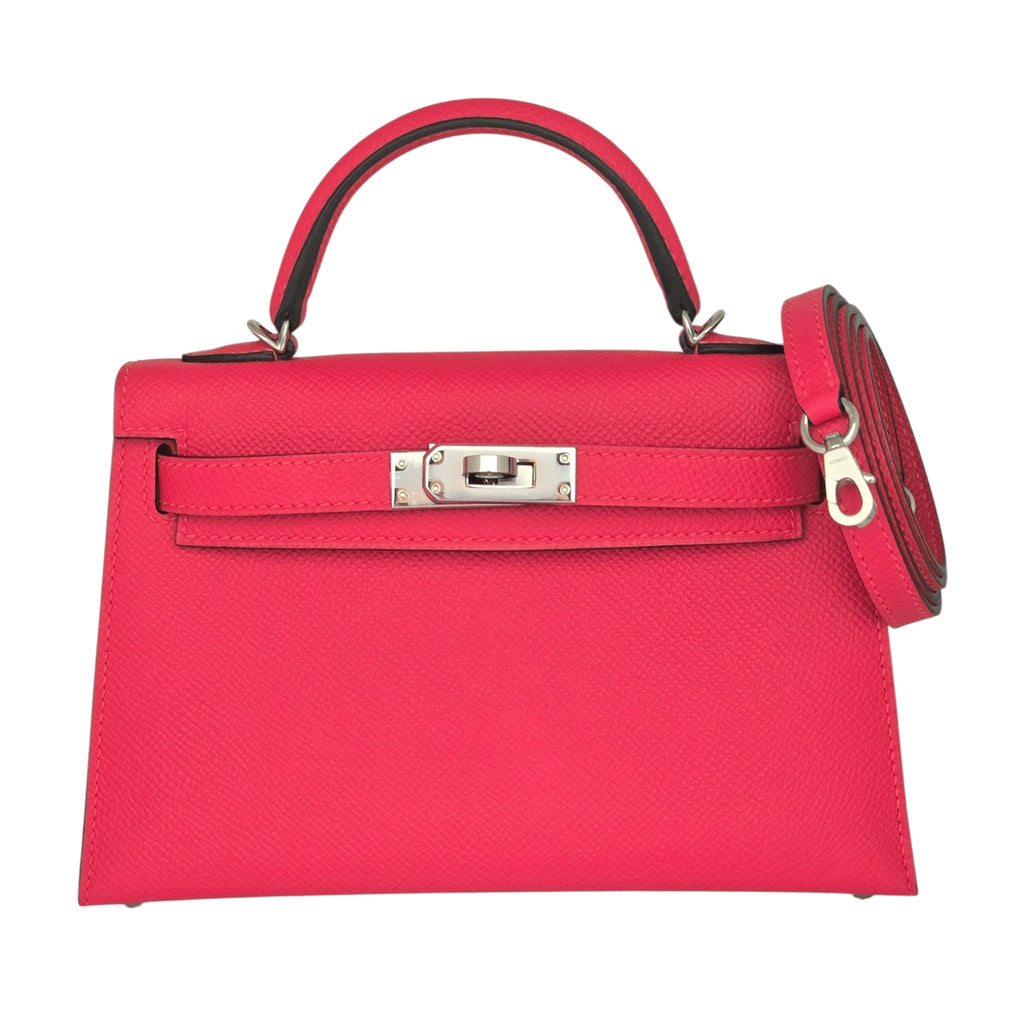 Hermes Mini Kelly II Epsom Rose Extreme Palladium