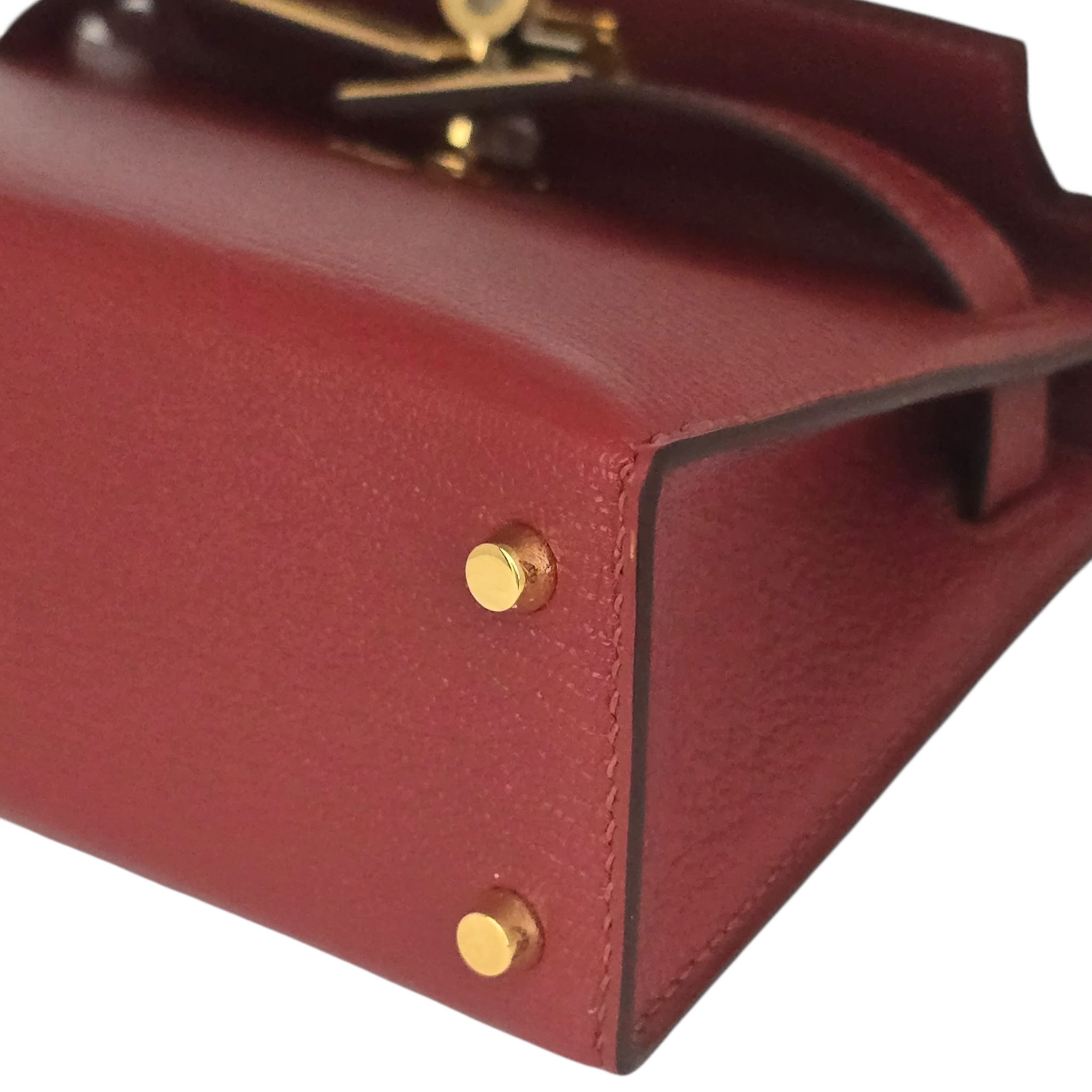 Hermes Mini Kelly II Sellier Rouge H Chèvre Gold