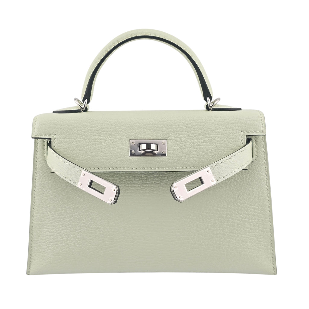 Hermes Mini Kelly II Vert Fizz Chevre Palladium Hardware