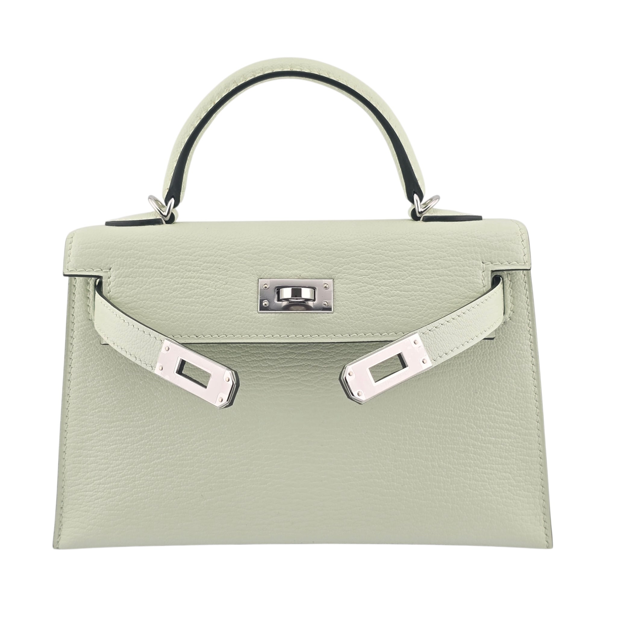 Hermes Mini Kelly II Vert Fizz Chevre Palladium Hardware