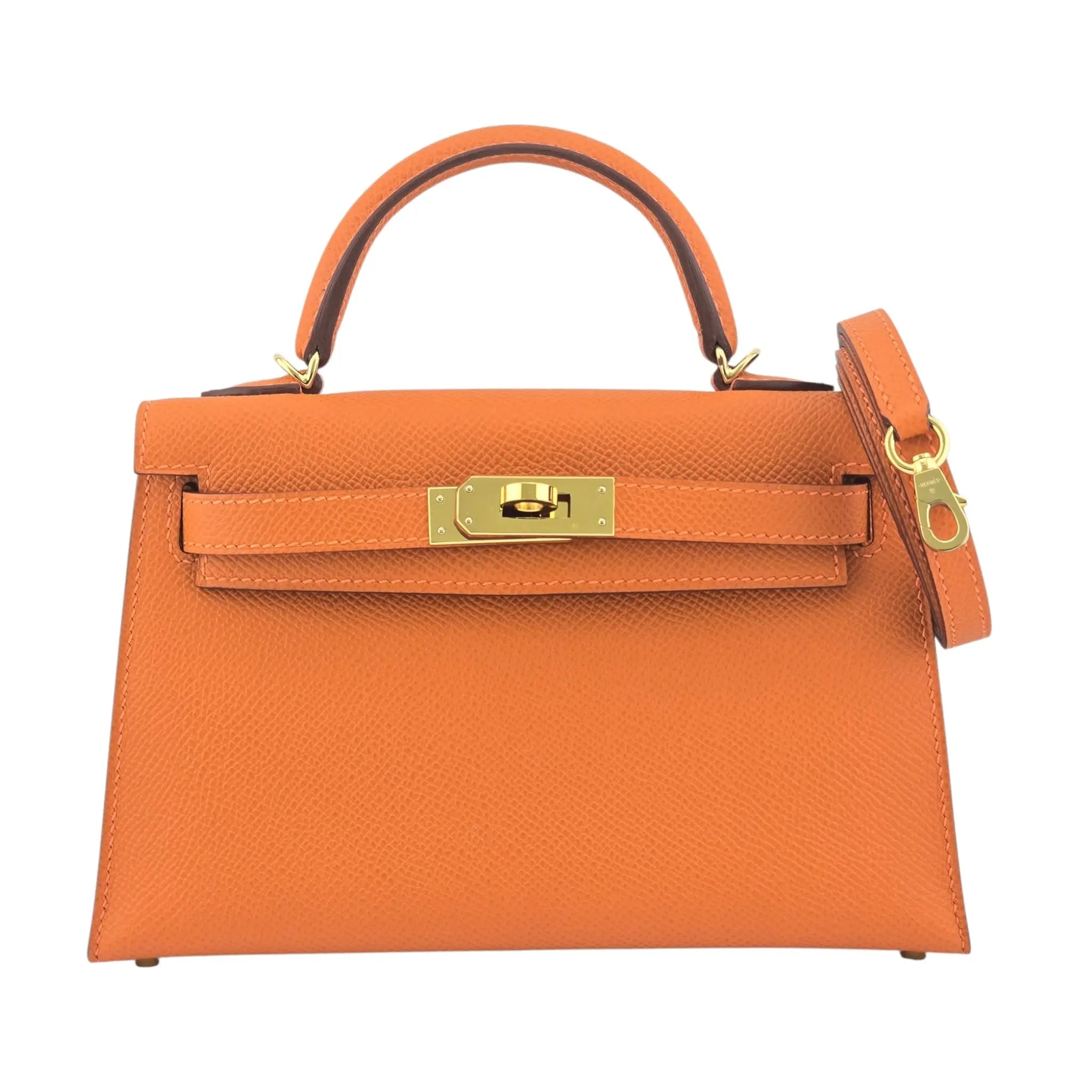 Hermes Mini Kelly II Epsom Orange Gold Hardware Bag HERMES