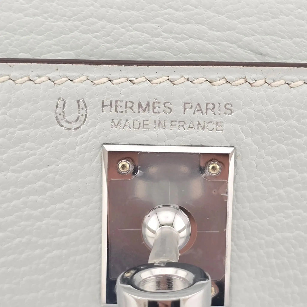 Hermes Chevre Mysore Horseshoe Mini Kelly Sellier 20 Bleu Brume Nata Bag HERMES