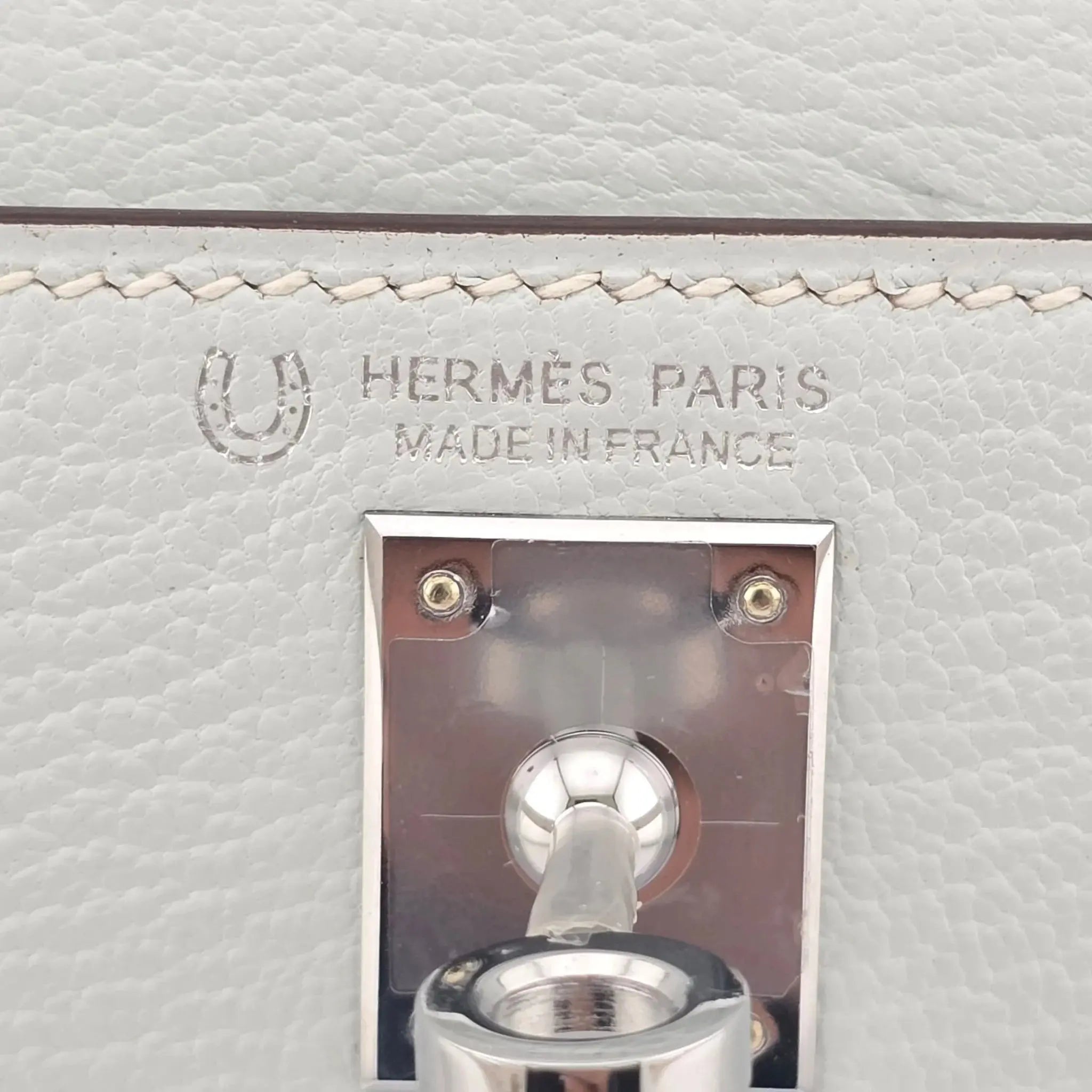 Hermes Chevre Mysore Horseshoe Mini Kelly Sellier 20 Bleu Brume Nata Bag HERMES