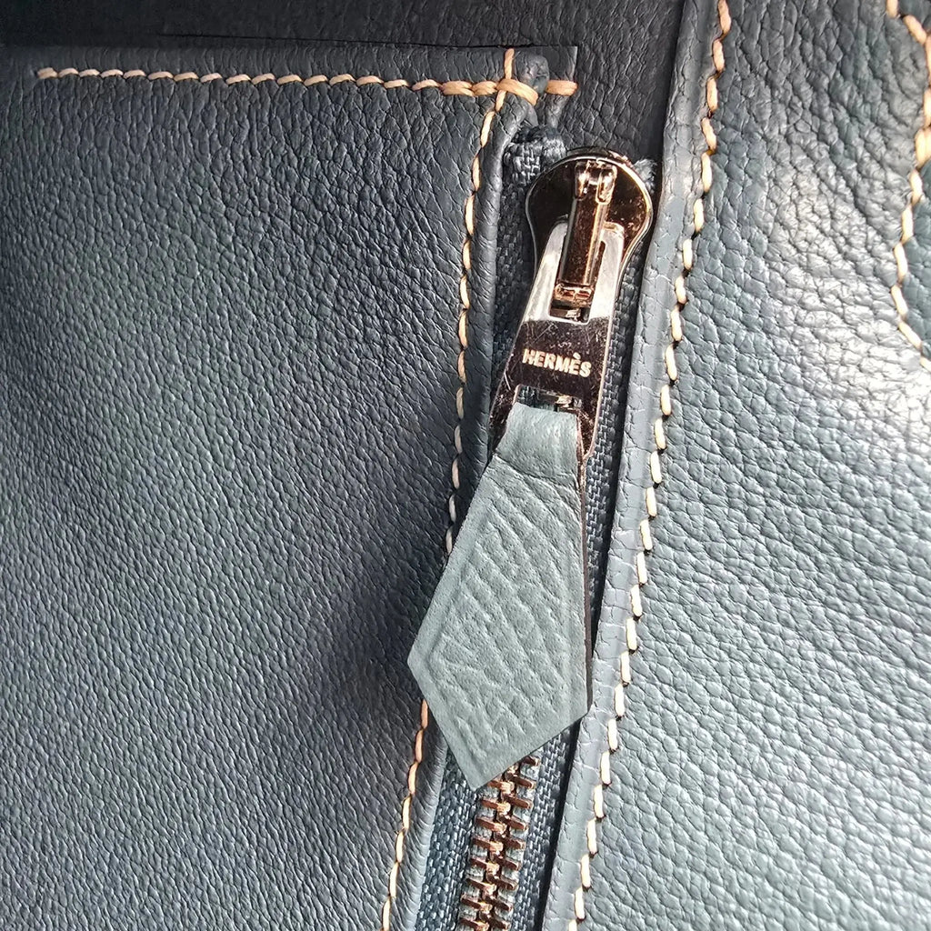 Hermes Birkin 25 Bleu Jean Epsom PHW Bag HERMES