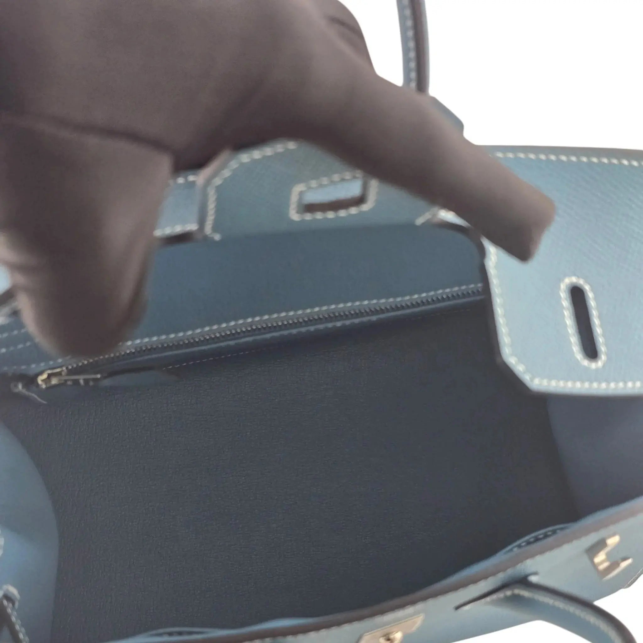 Hermes Birkin 25 Bleu Jean Epsom PHW Bag HERMES