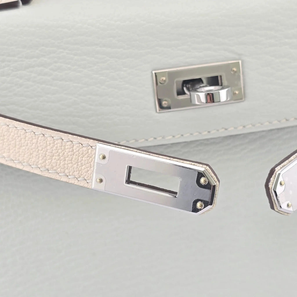 Hermes Chevre Mysore Horseshoe Mini Kelly Sellier 20 Bleu Brume Nata Bag HERMES