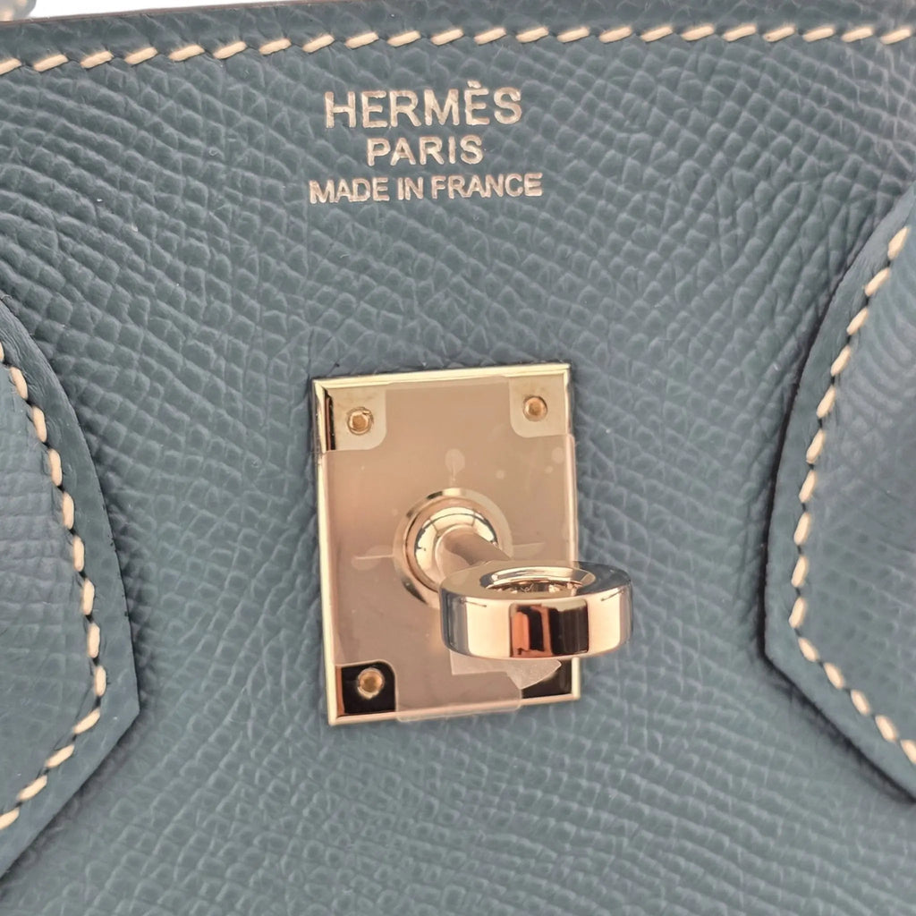 Hermes Birkin 25 Bleu Jean Epsom PHW Bag HERMES