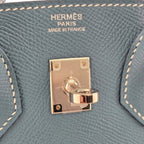 Hermes Birkin 25 Bleu Jean Epsom PHW Bag HERMES