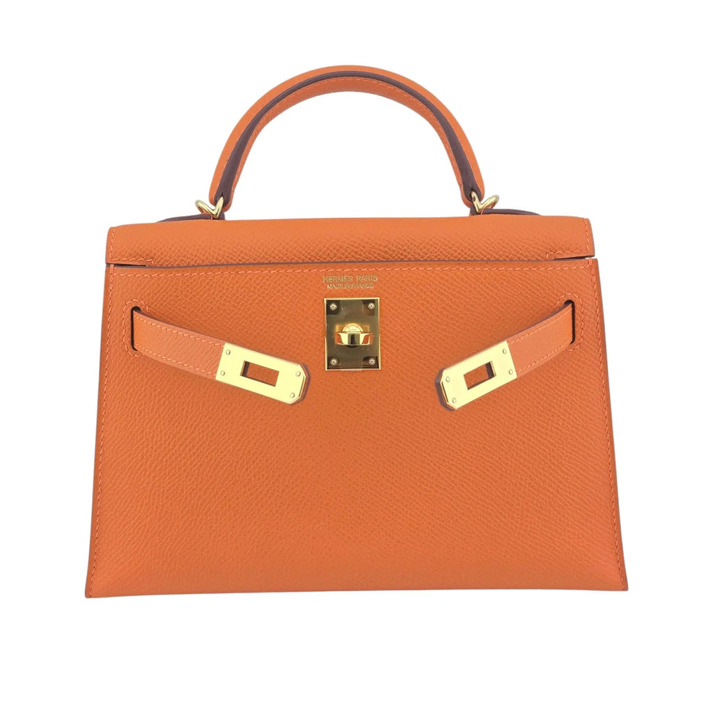 Hermes Mini Kelly II Epsom Orange Gold Hardware Bag HERMES