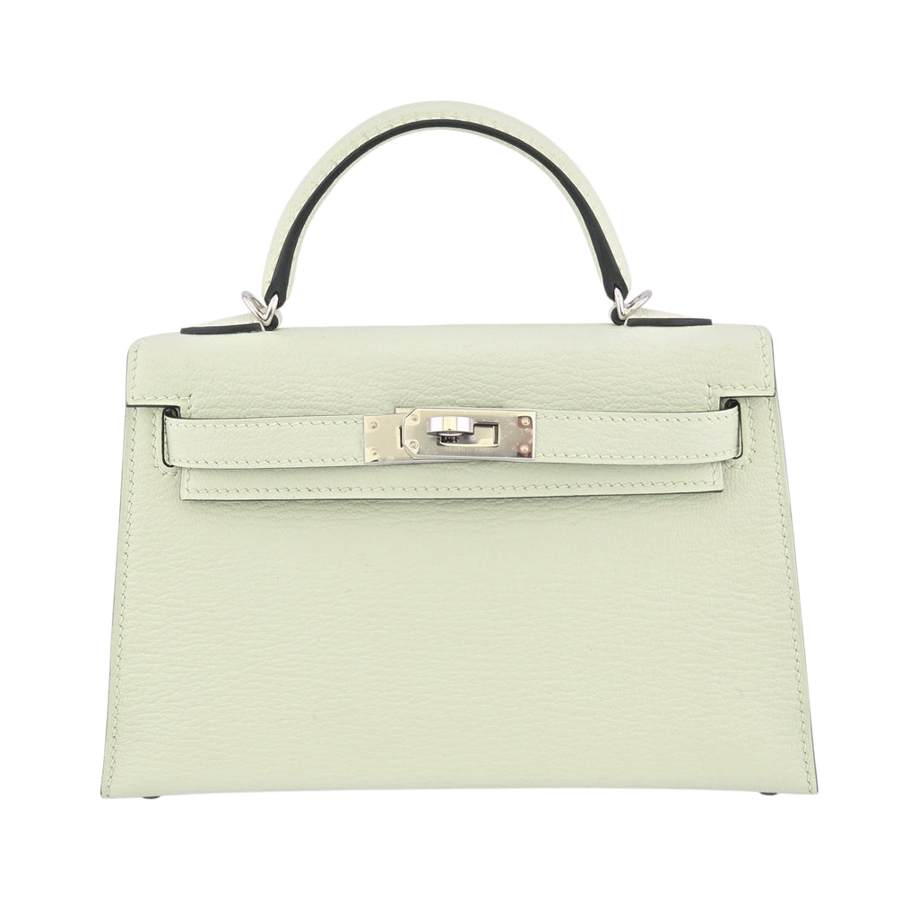 Hermes Mini Kelly II Vert Fizz Chevre Palladium Hardware