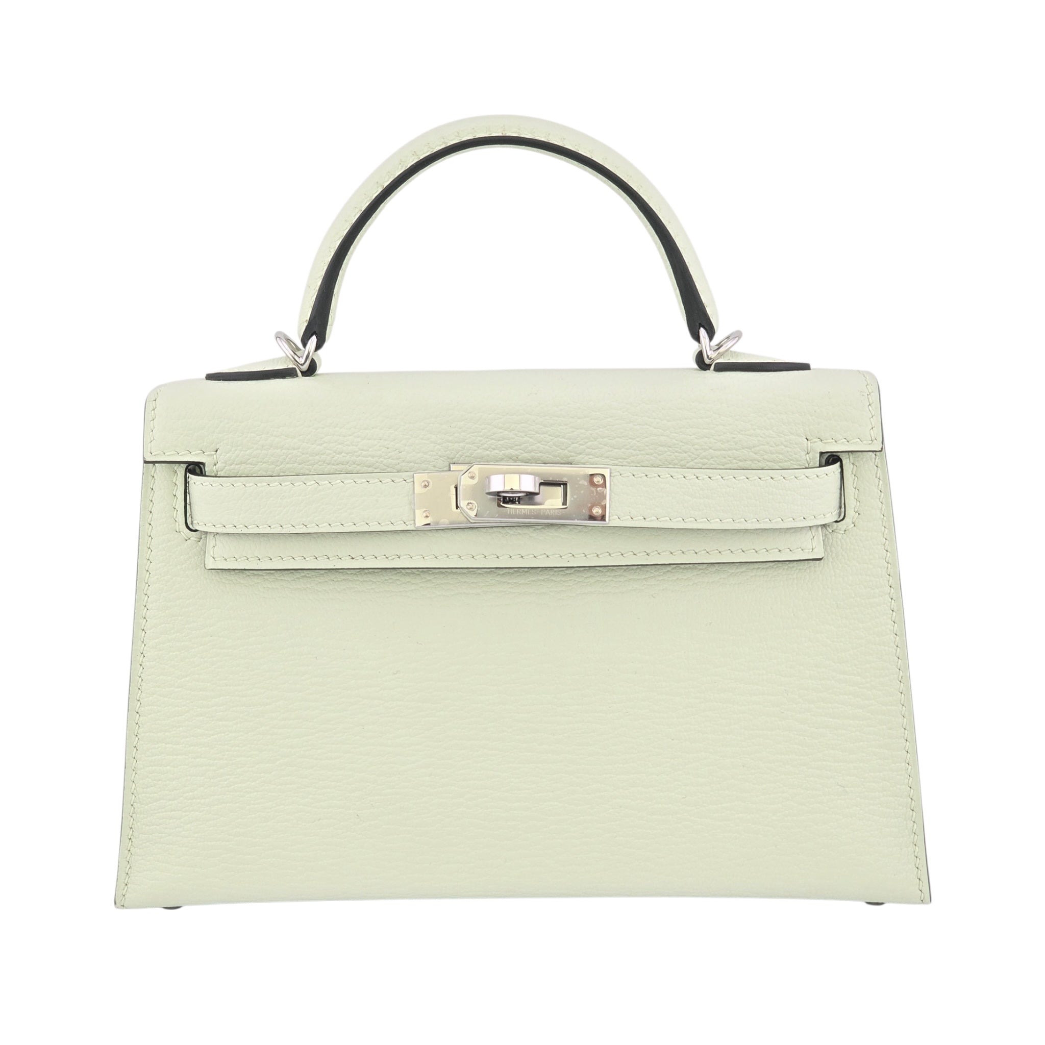 Hermes Mini Kelly II Vert Fizz Chevre Palladium Hardware