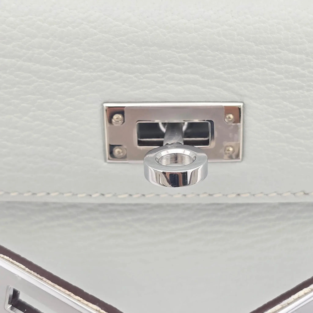 Hermes Chevre Mysore Horseshoe Mini Kelly Sellier 20 Bleu Brume Nata Bag HERMES