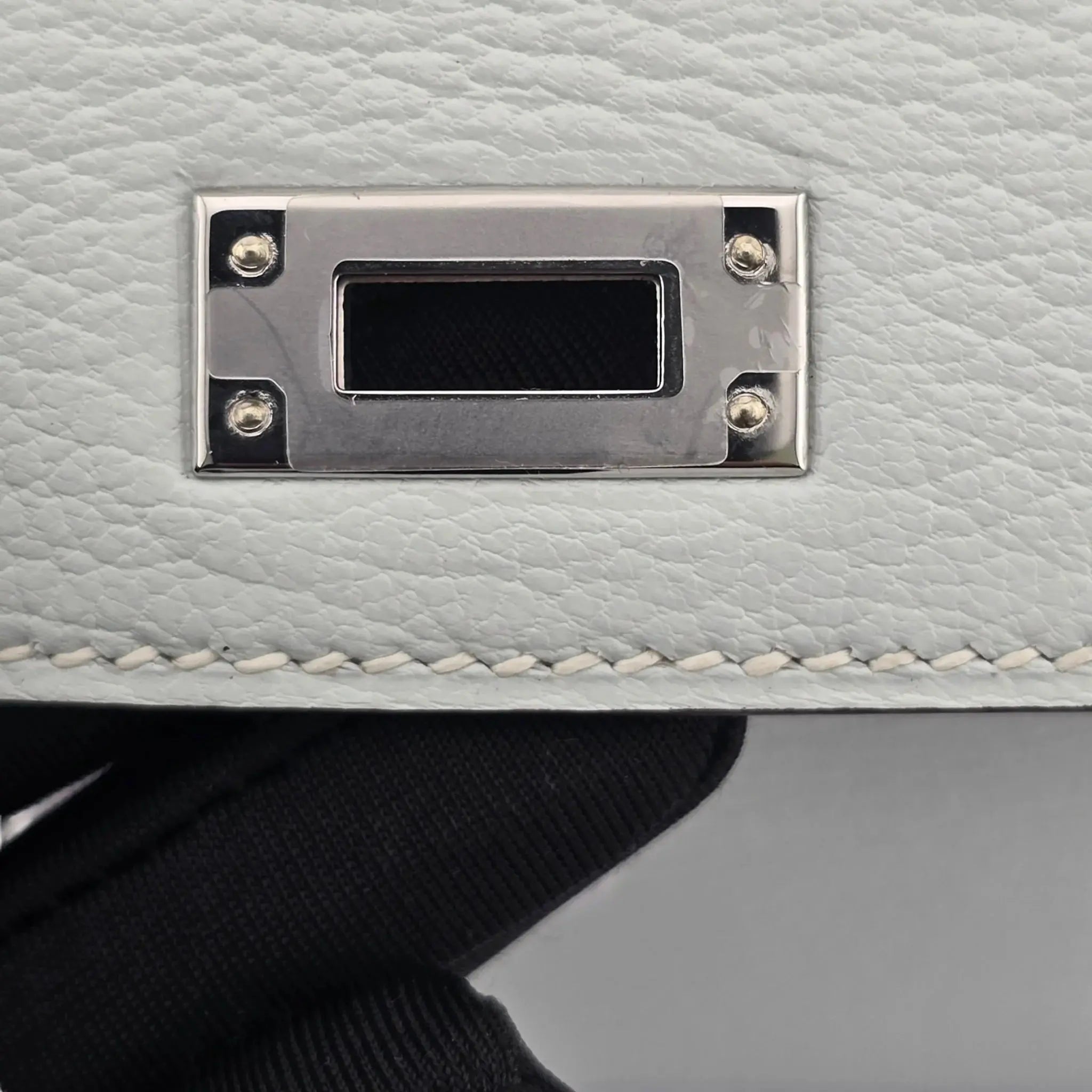 Hermes Chevre Mysore Horseshoe Mini Kelly Sellier 20 Bleu Brume Nata Bag HERMES