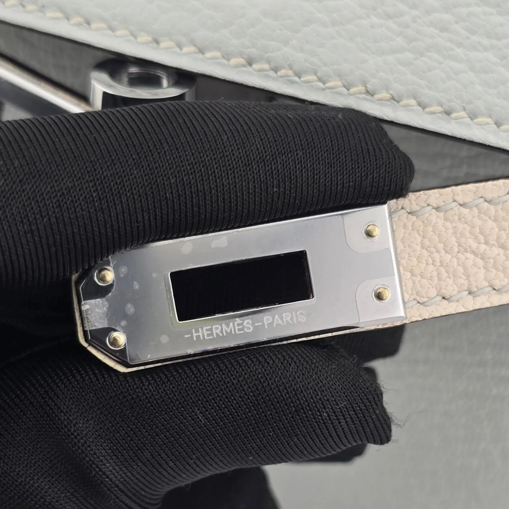 Hermes Chevre Mysore Horseshoe Mini Kelly Sellier 20 Bleu Brume Nata Bag HERMES