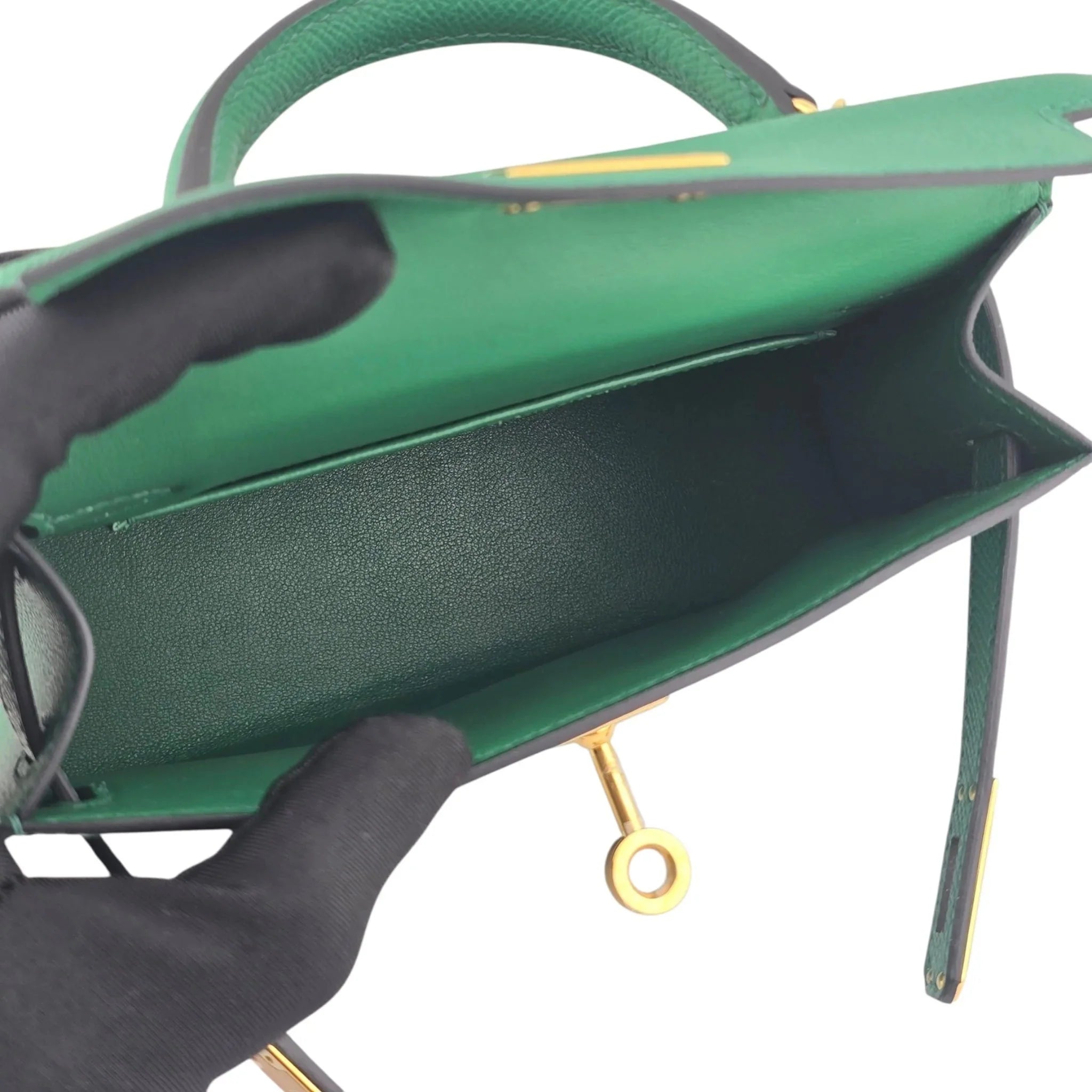Hermes Mini Kelly II Epsom Vert Vertigo Gold Hardware Bag HERMES