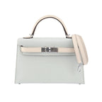 Hermes Chevre Mysore Horseshoe Mini Kelly Sellier 20 Bleu Brume Nata Bag HERMES