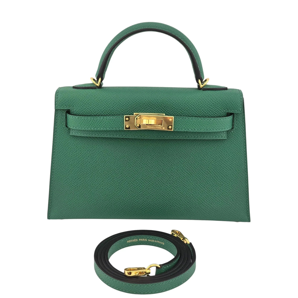 Hermes Mini Kelly II Epsom Vert Vertigo Gold Hardware Bag HERMES