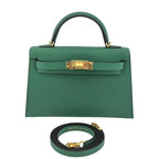 Hermes Mini Kelly II Epsom Vert Vertigo Gold Hardware Bag HERMES