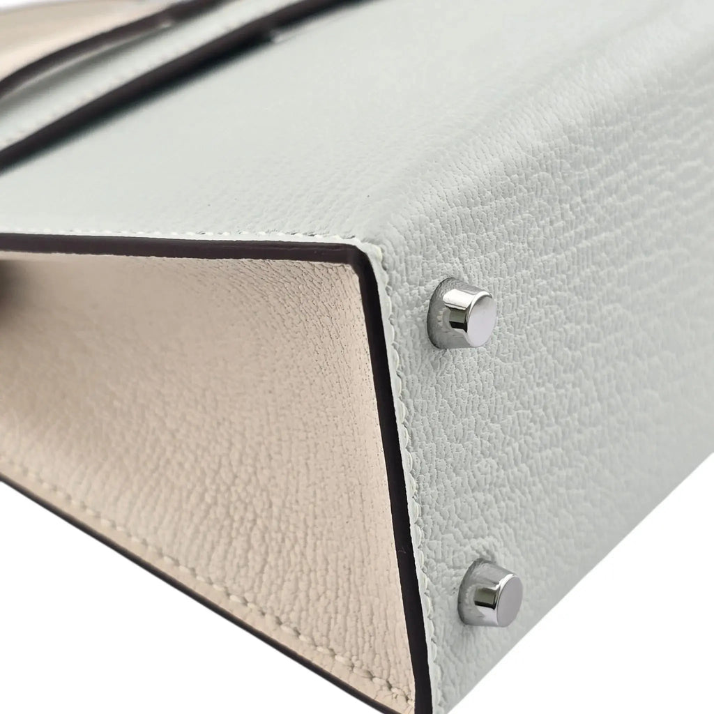 Hermes Chevre Mysore Horseshoe Mini Kelly Sellier 20 Bleu Brume Nata Bag HERMES