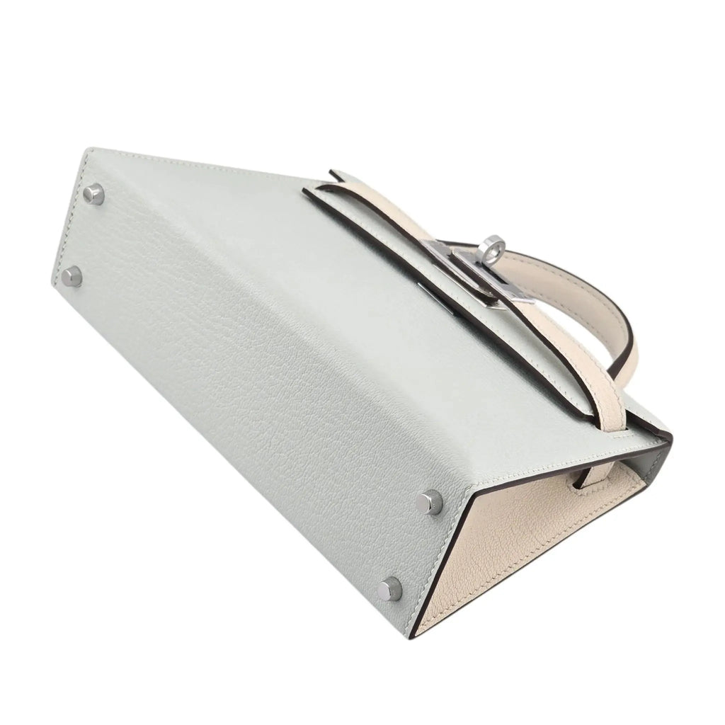 Hermes Chevre Mysore Horseshoe Mini Kelly Sellier 20 Bleu Brume Nata Bag HERMES