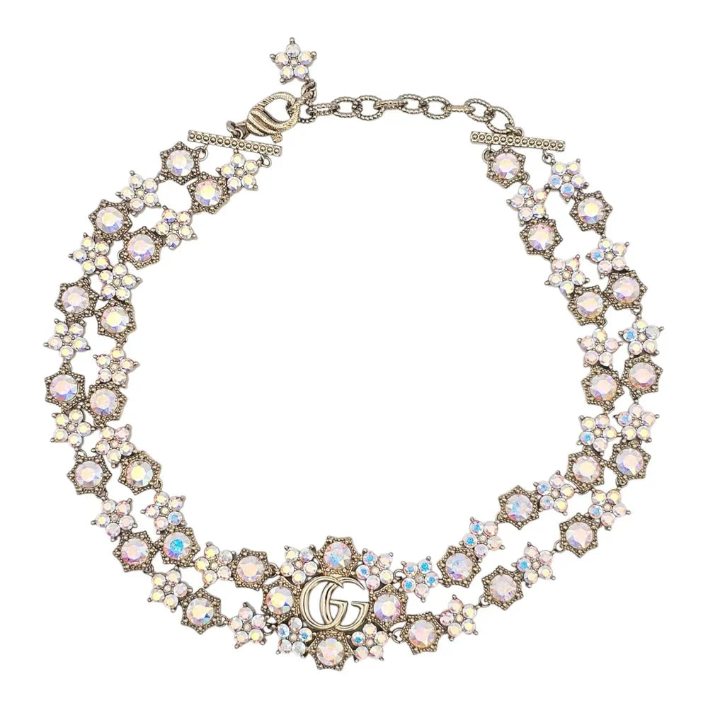 GUCCI GG Crystal Floral Choker Necklace 2023 GUCCI