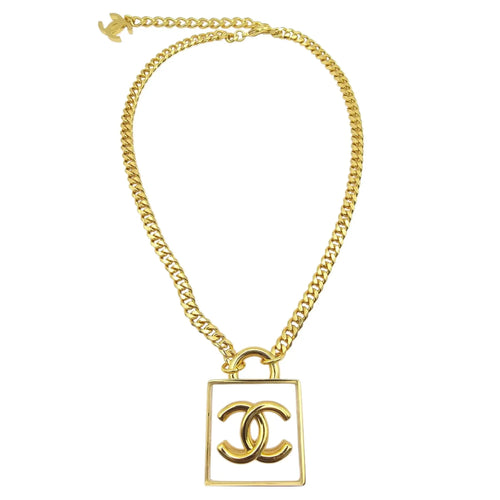 Chanel 2023 SS CC Square Resin Gold Long Chain Necklace CHANEL